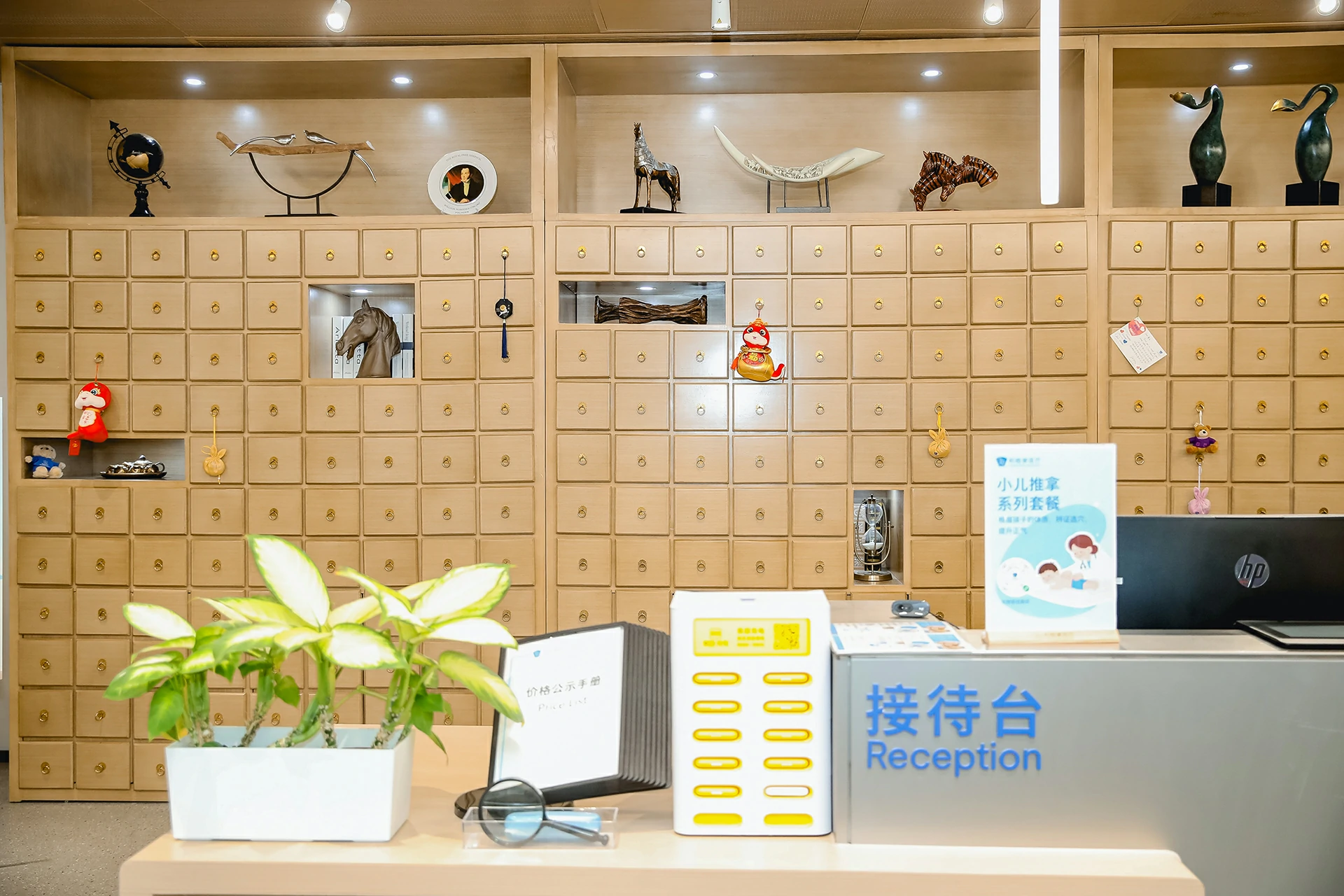 TCM Reception Desk and Herbal Medicine Cabinet